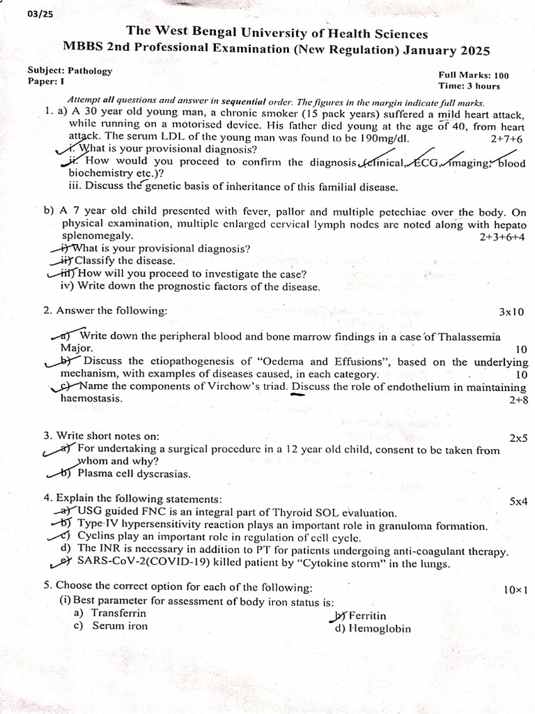 Pathology Paper 1 & 2 (2024) | PDF