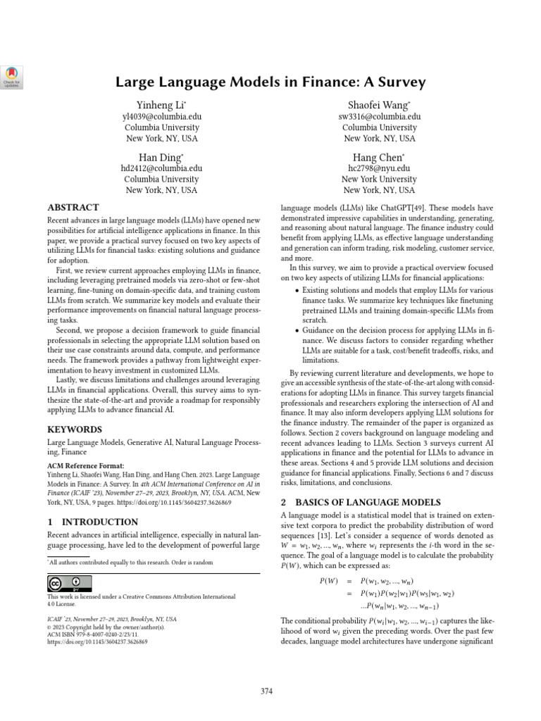 Large Language Models in Finance A Survey | PDF | Artificial ...