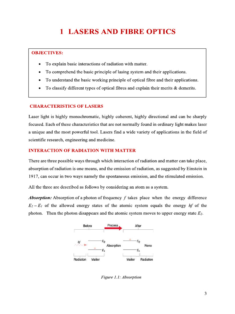 Lasers and Fibre Optics | PDF