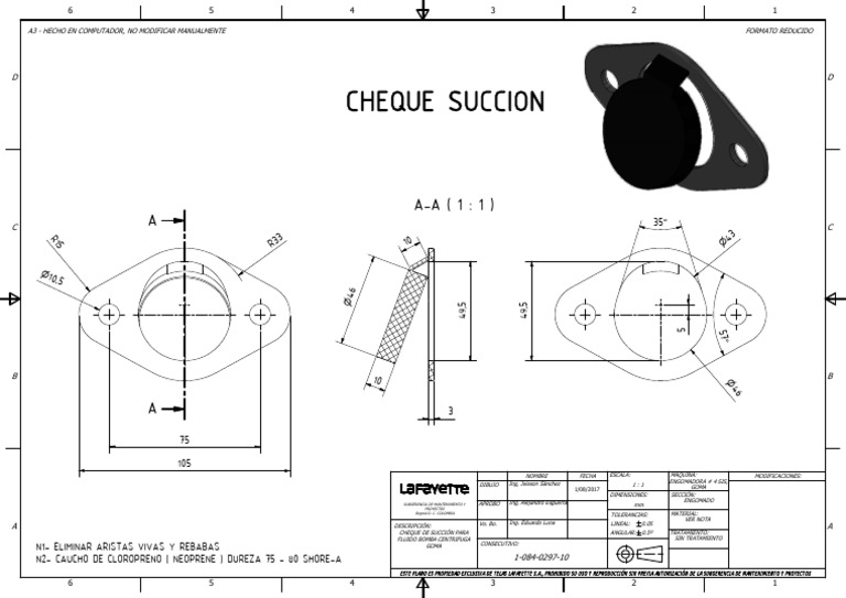 Cheque de Succion para Bomba Centrifuga de Goma Plano 1-084-0297-10 | PDF