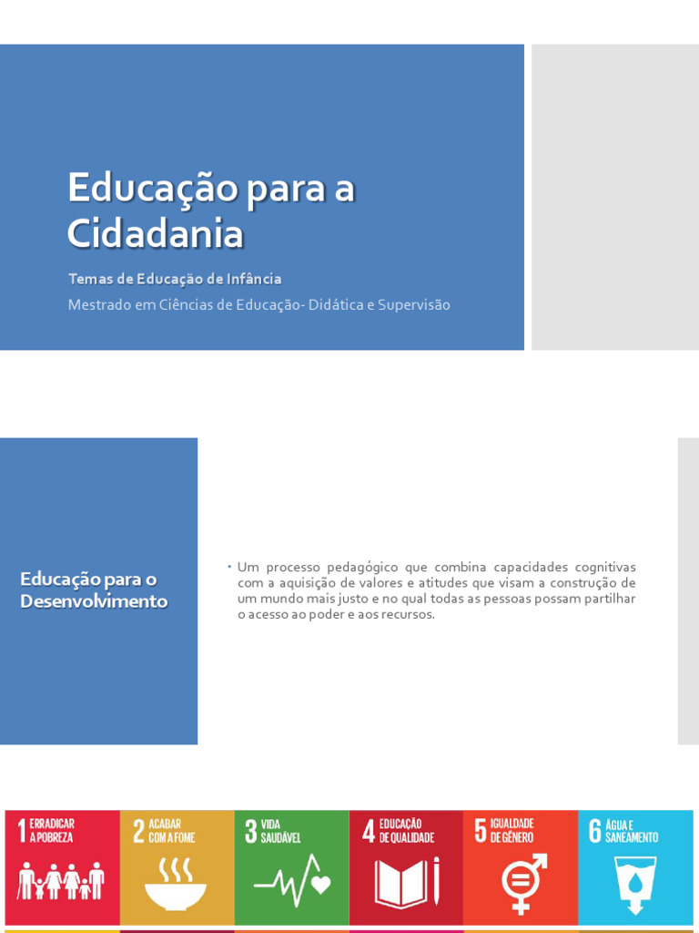 Educação para a Cidadania e Sustentabilidade | PDF | Sustentabilidade ...