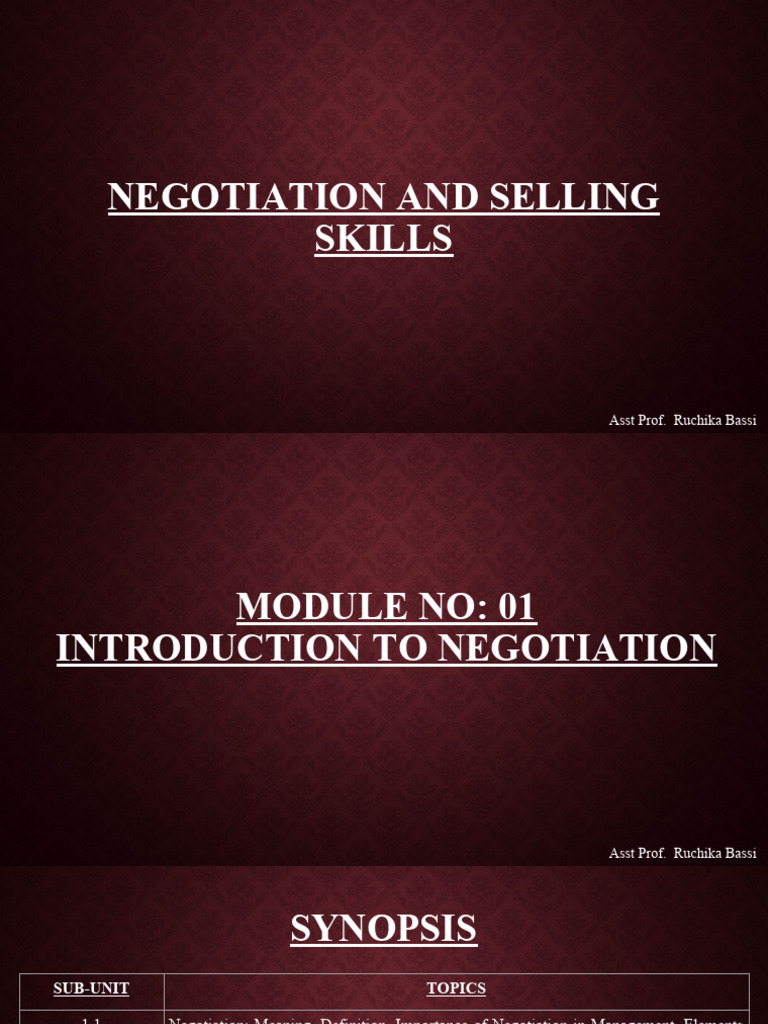 Negotiation Skills and Framework Overview | PDF | Negotiation | Social ...