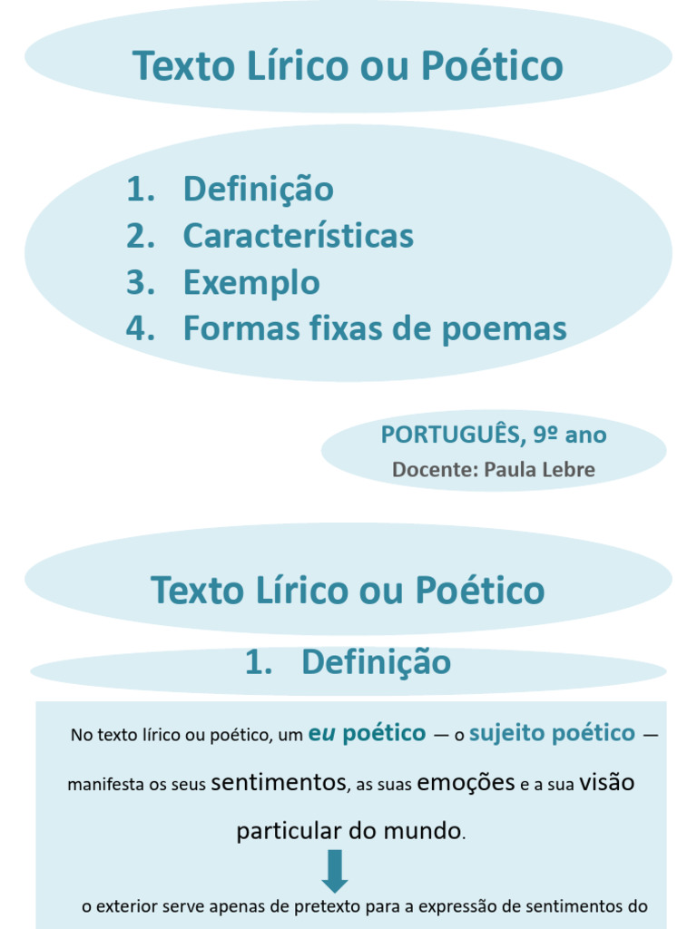 Definição e Características do Texto Poético | PDF | Poesia | Métrica ...