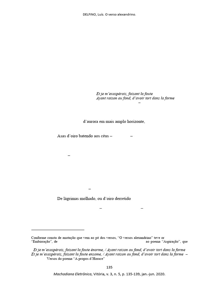Análise do verso alexandrino em poesia | PDF
