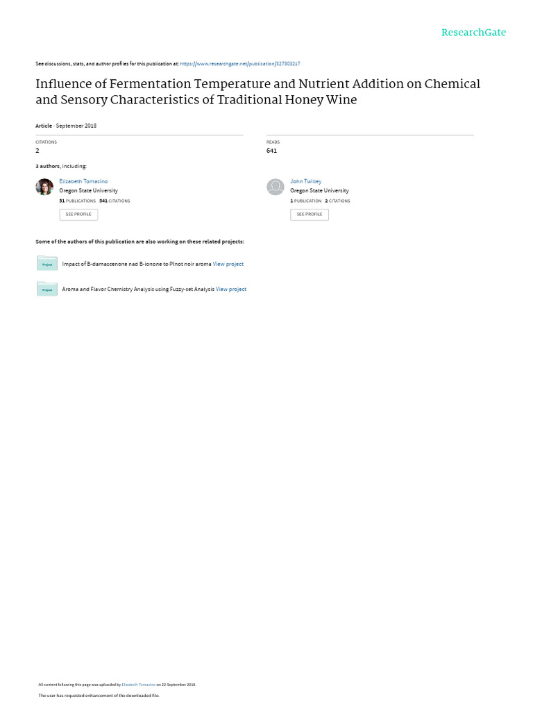 Influence of Temperature On Fermentation | PDF | Fermentation In ...