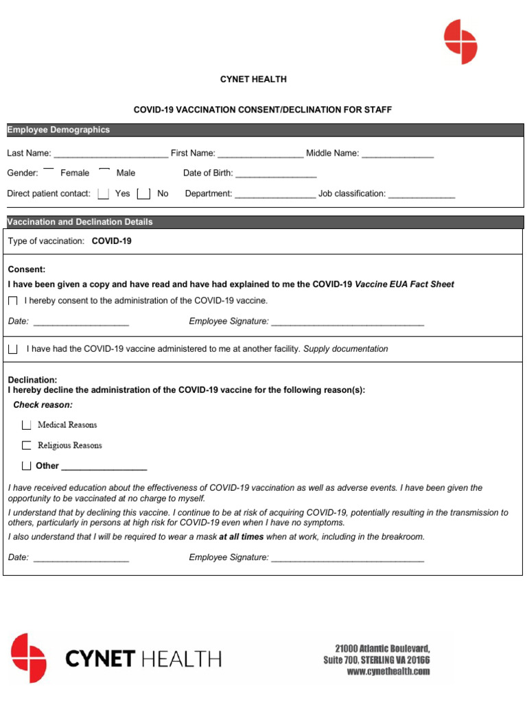 COVID-19 Vaccination Consent Form | PDF
