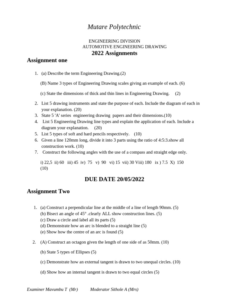 Automotive Engineering Drawing Assignments | PDF | Ellipse | Triangle