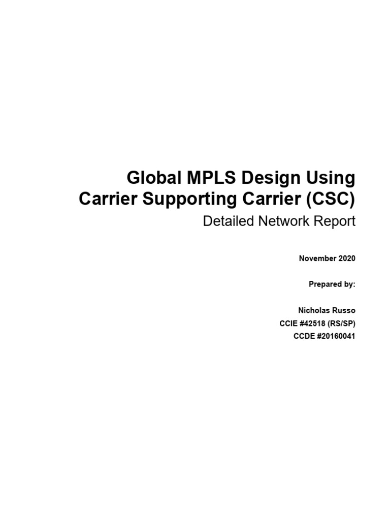 Global MPLS Design with CSC Overview | PDF | Virtual Private Network ...