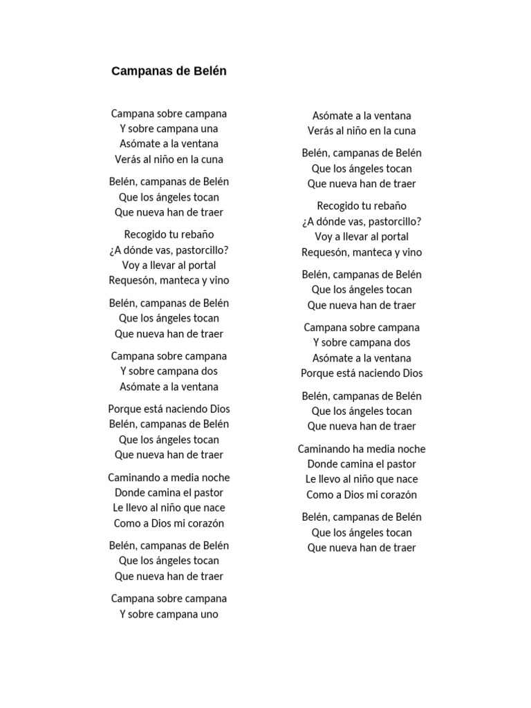 Letras de Campanas de Belén | PDF