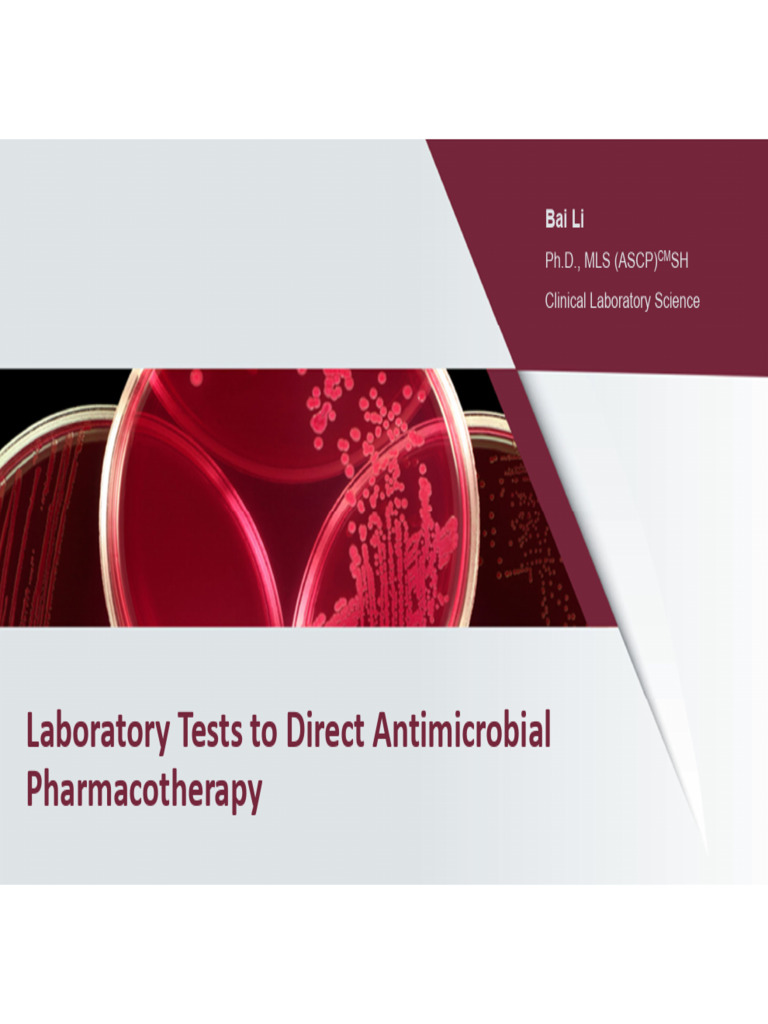 Antimicrobial Pharmacotherapy Lab Tests | PDF | Infection | Staining