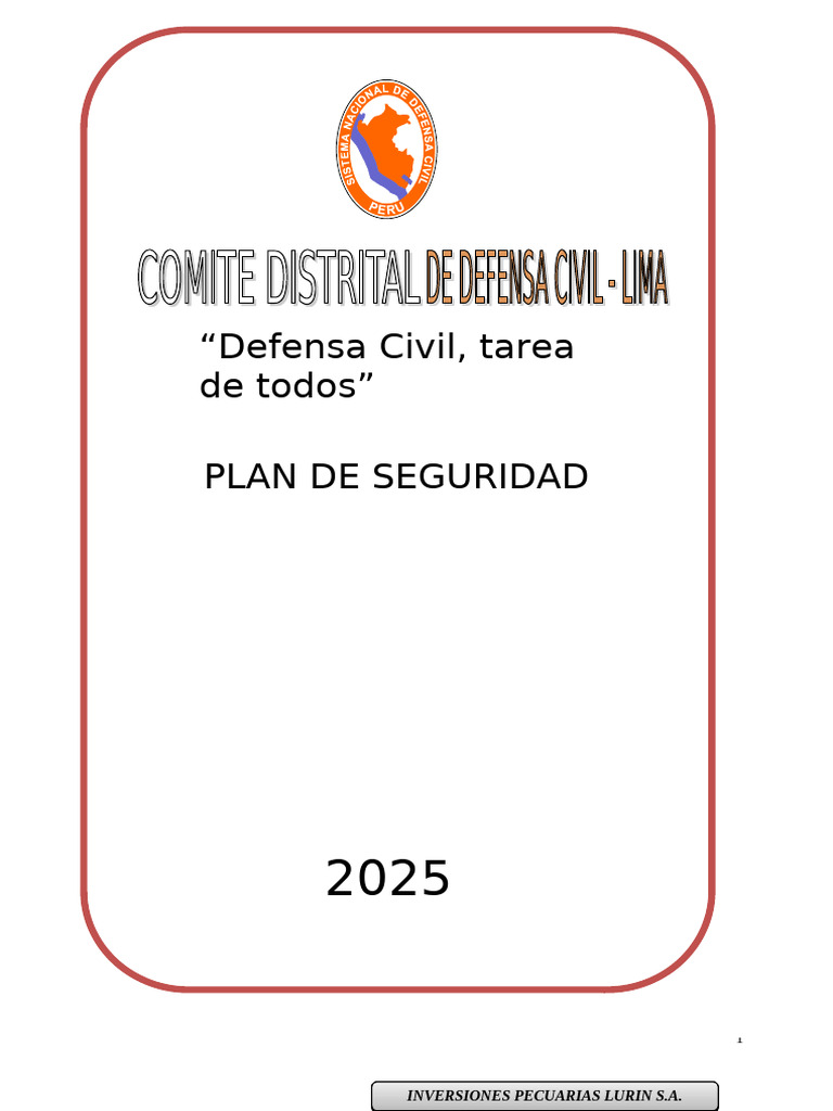 Plan de Seguridad en Defensa Civil | PDF | Defensa Civil | Primeros ...