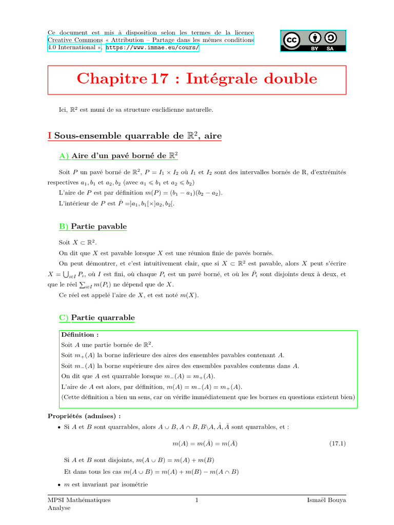 Intégrale double : définitions et propriétés | PDF | Intégral | Matrice ...