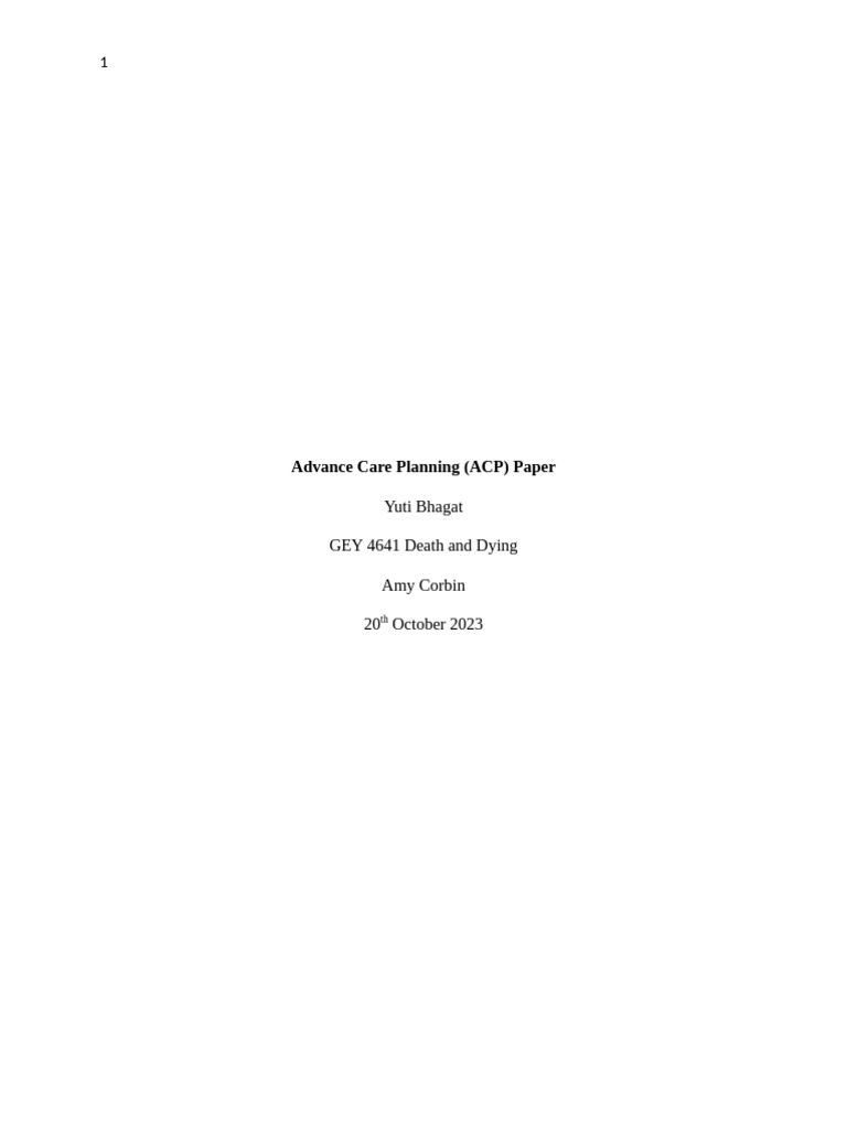 Acp Final | PDF | End Of Life Care | Health Care