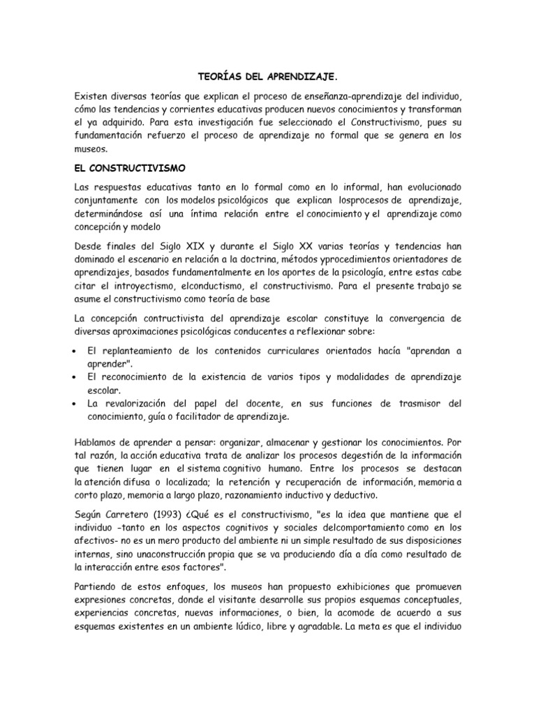 Constructivismo y Aprendizaje en Museos | PDF | Aprendizaje ...