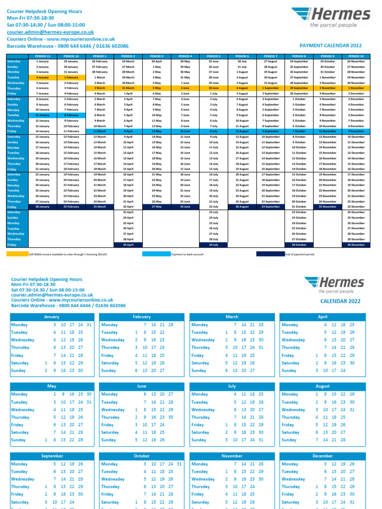 Hermes Payment and Distribution Calendar 2022 | PDF