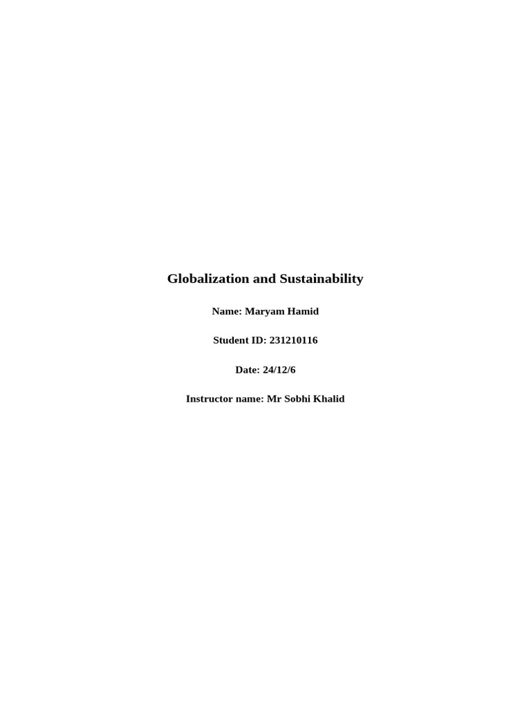 A Globalization and Sustainability | PDF | United Arab Emirates ...