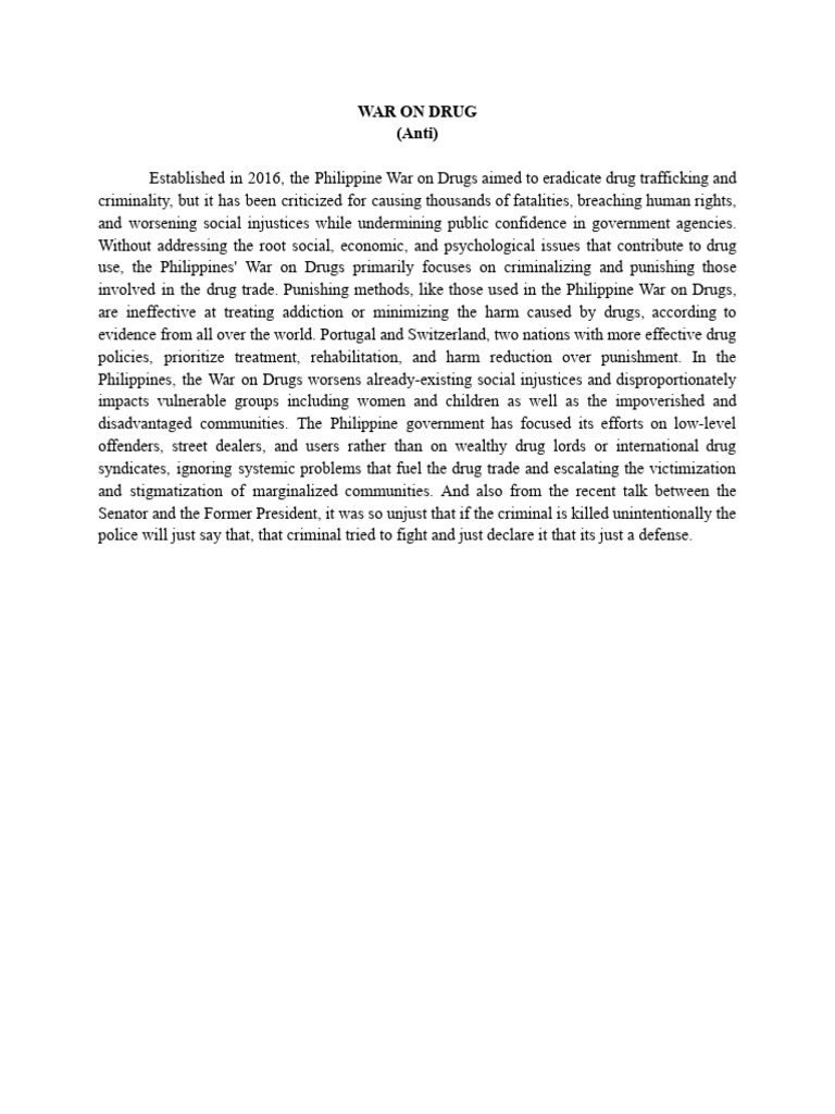 Critique of the Philippine War on Drugs | PDF