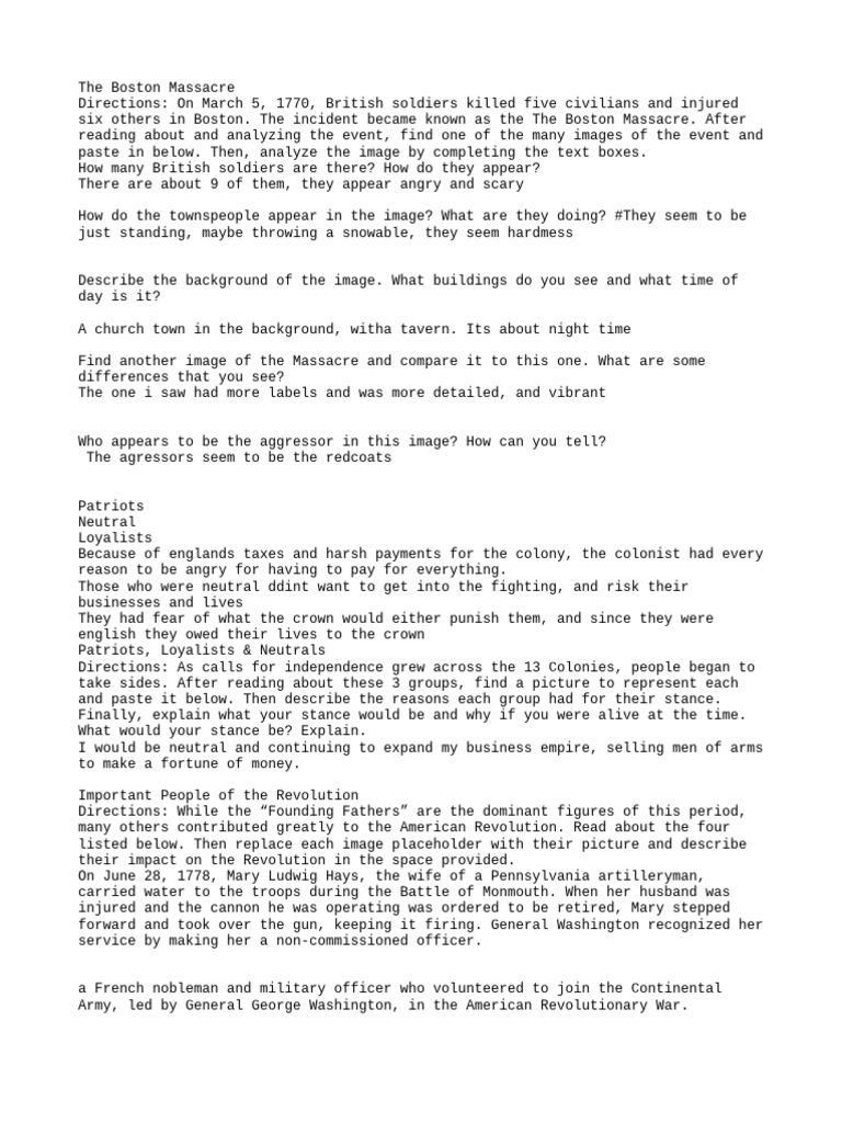 Roark Baker - Revolutionary War Notebook | PDF | American Revolution ...