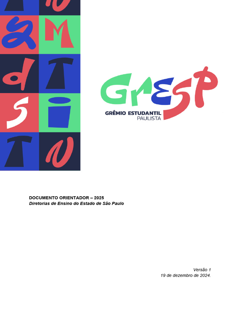 Documento Orientador Grêmio Estudantil 2025 | PDF | Conselho de ...