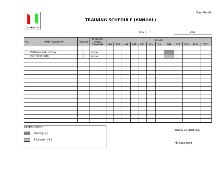 hrm-01 Training - Schedule | PDF
