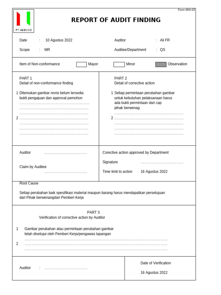 4.audit Internal - Report Finding | PDF