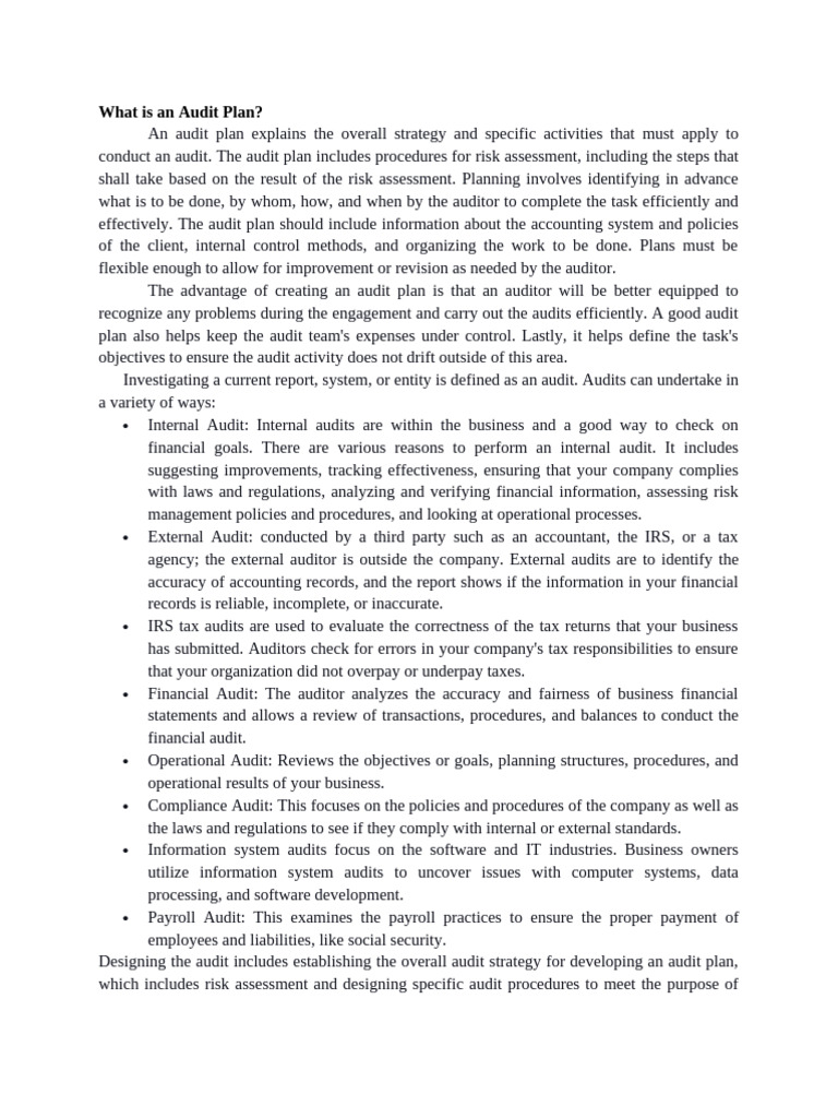 Audit Planning Pdf Audit Financial Audit