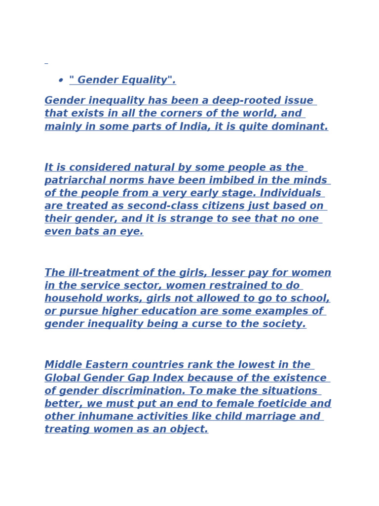 Addressing Gender Inequality Issues | PDF