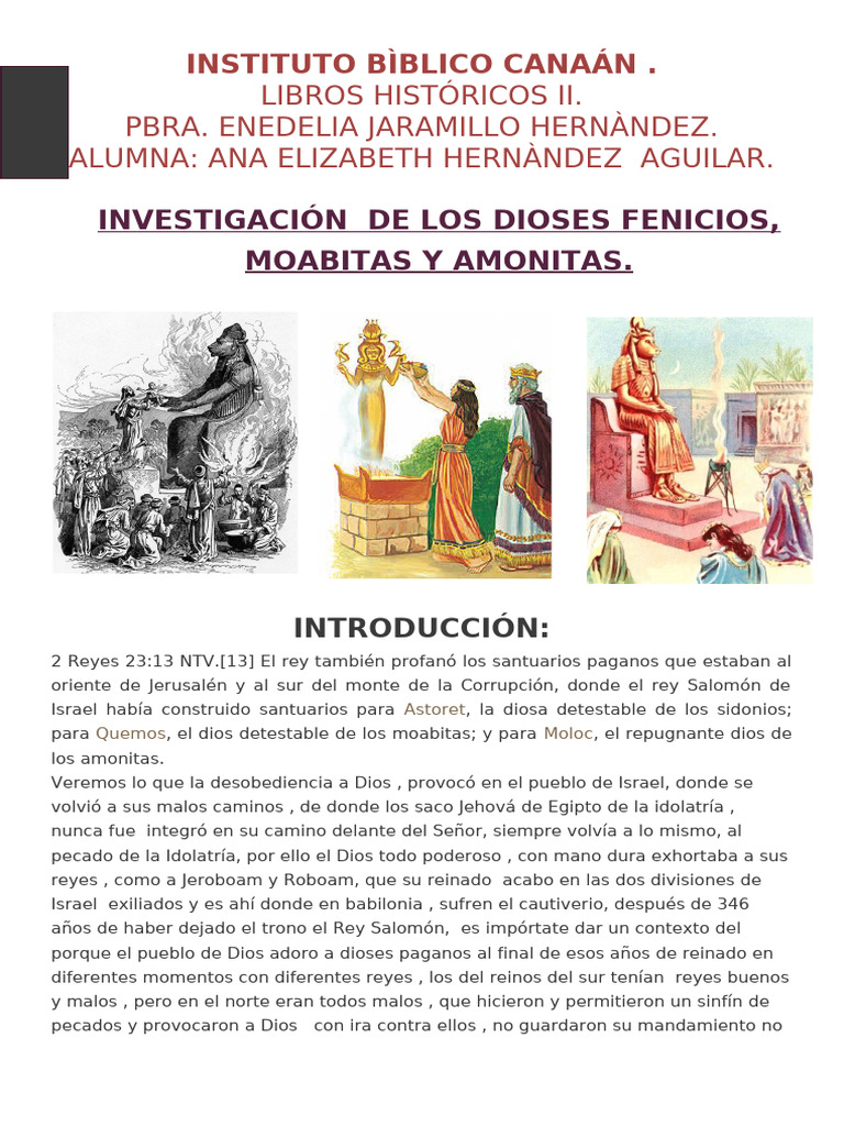 Quemos: Dios de los Moabitas y su Culto | PDF | Libros de reyes | El ...