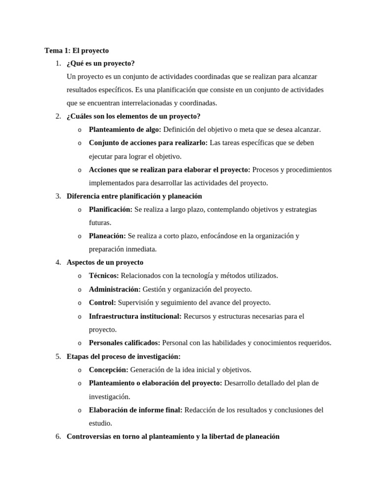 Elementos Clave de un Proyecto y Sistemas | PDF | Planificación | Sistema