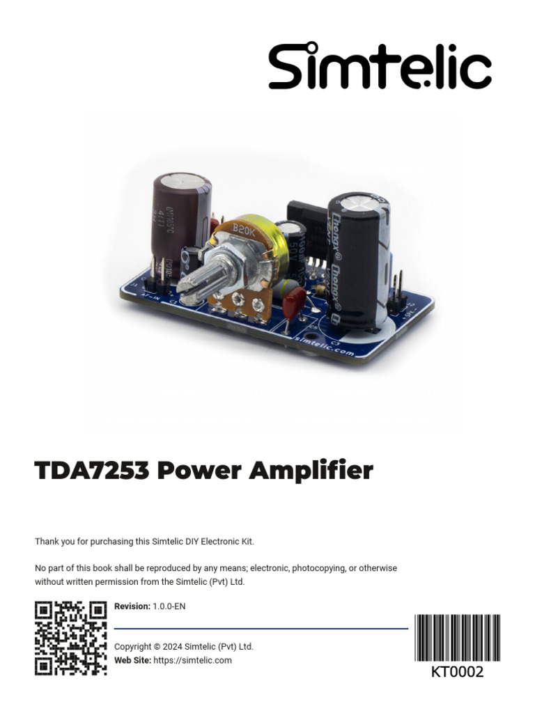 Simtelic KT0002 - TDA7253 Power Ampli Er | PDF | Amplifier | Loudspeaker