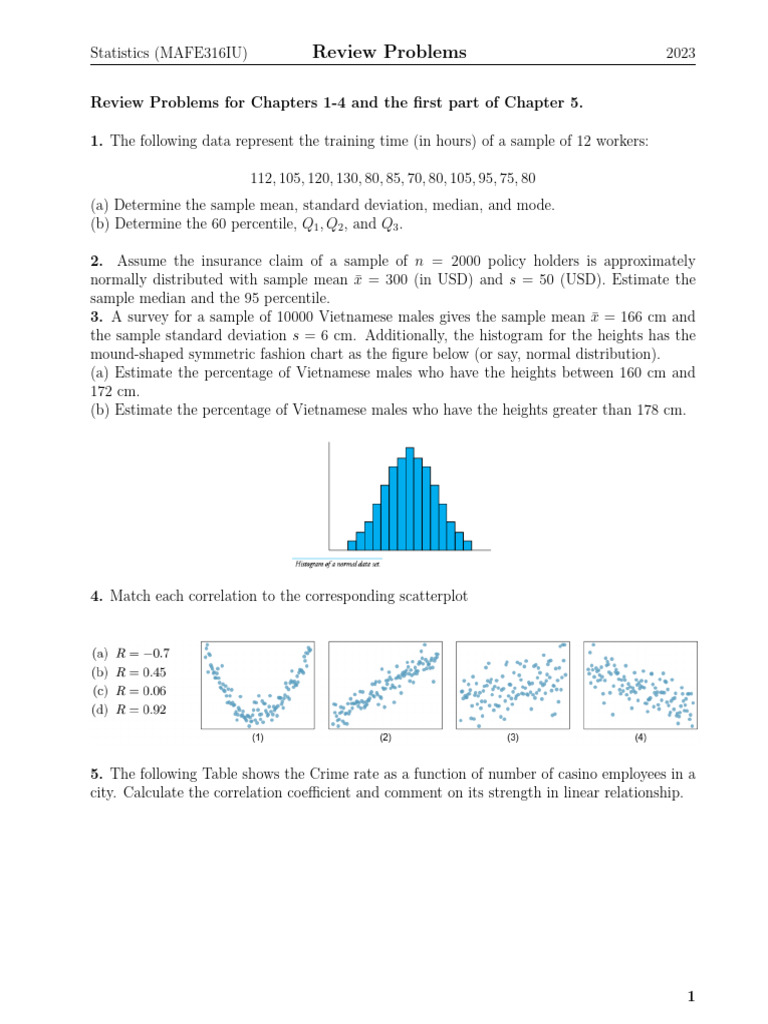 Statistics Review Chap1 5 | PDF | Percentile | Statistics