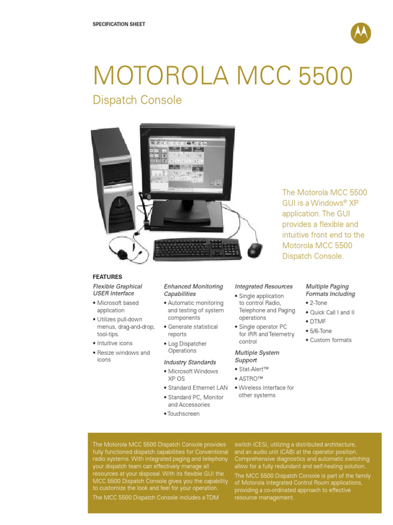 MotorolaMCC5500 - SpecificationsSheet | PDF | Graphical User Interfaces ...