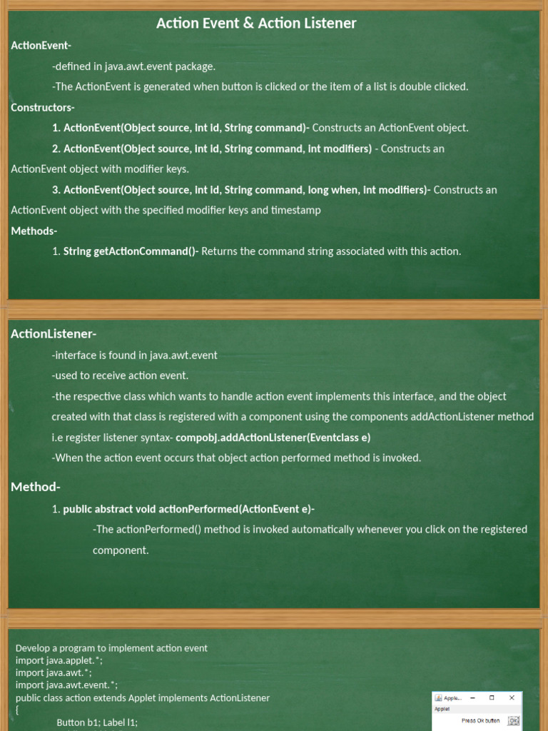 Java ActionEvent and ActionListener Guide | PDF | Method (Computer ...