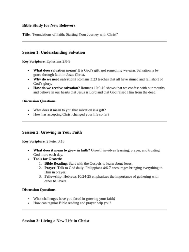Bible Study Guide for New Believers | PDF | Jesus | Salvation