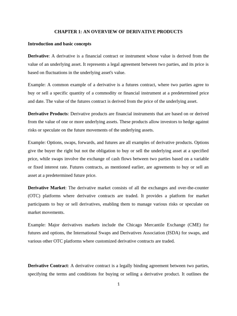 Derivative Products Notes Edited | PDF | Option (Finance) | Derivative ...
