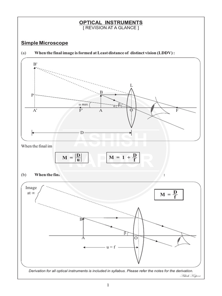 Optical Instruments: Microscope & Telescope | PDF | Lenses | Optics