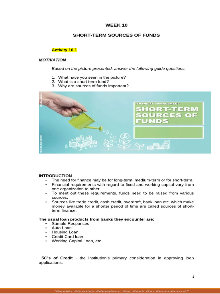 Short-Term Sources of Business Funds | PDF | Loans | Banks