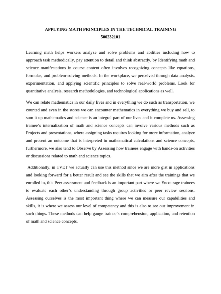 Applying Math Principles in the Technical Training_macabangon | PDF