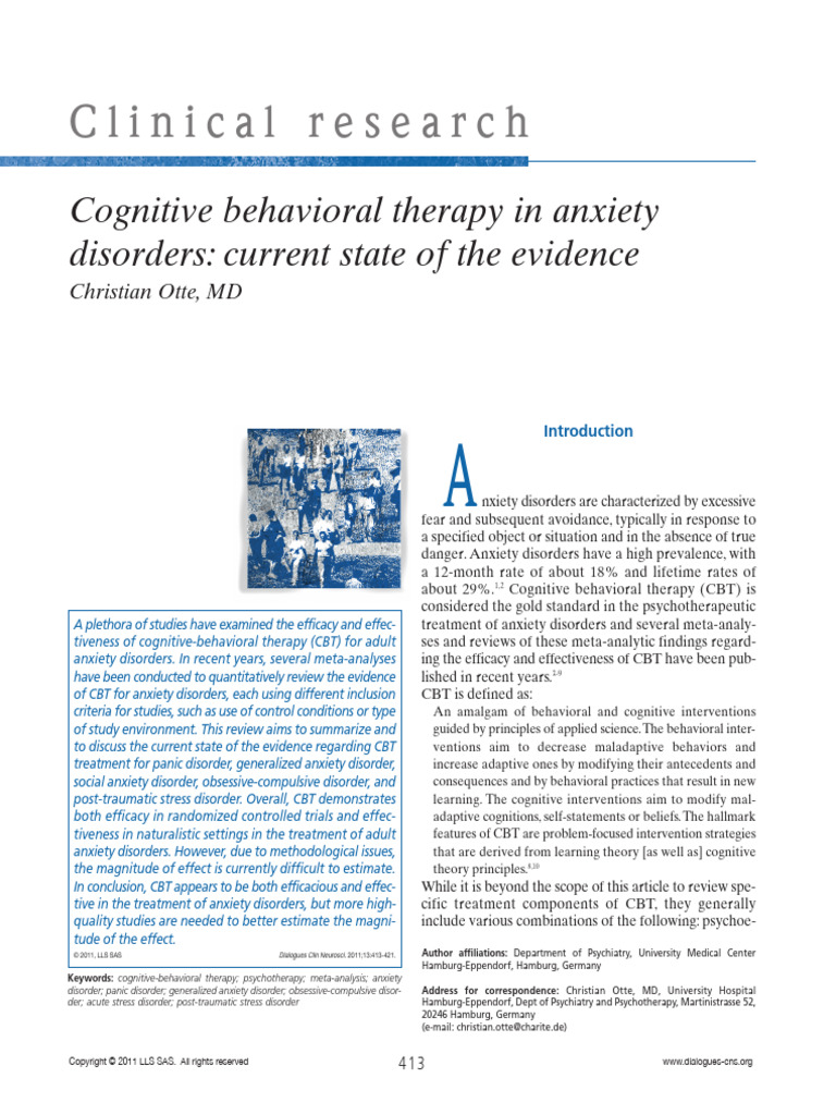 Efficacy of CBT for Anxiety Disorders | PDF | Cognitive Behavioral ...
