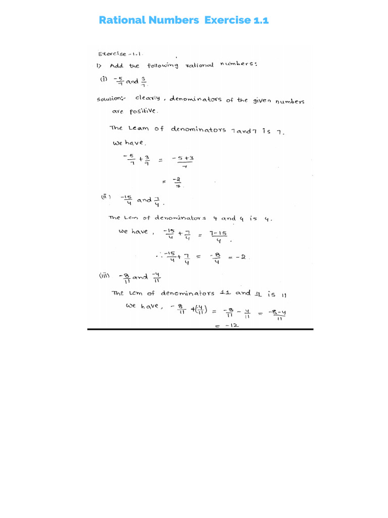 Chapter 1. Rational Numbers | PDF
