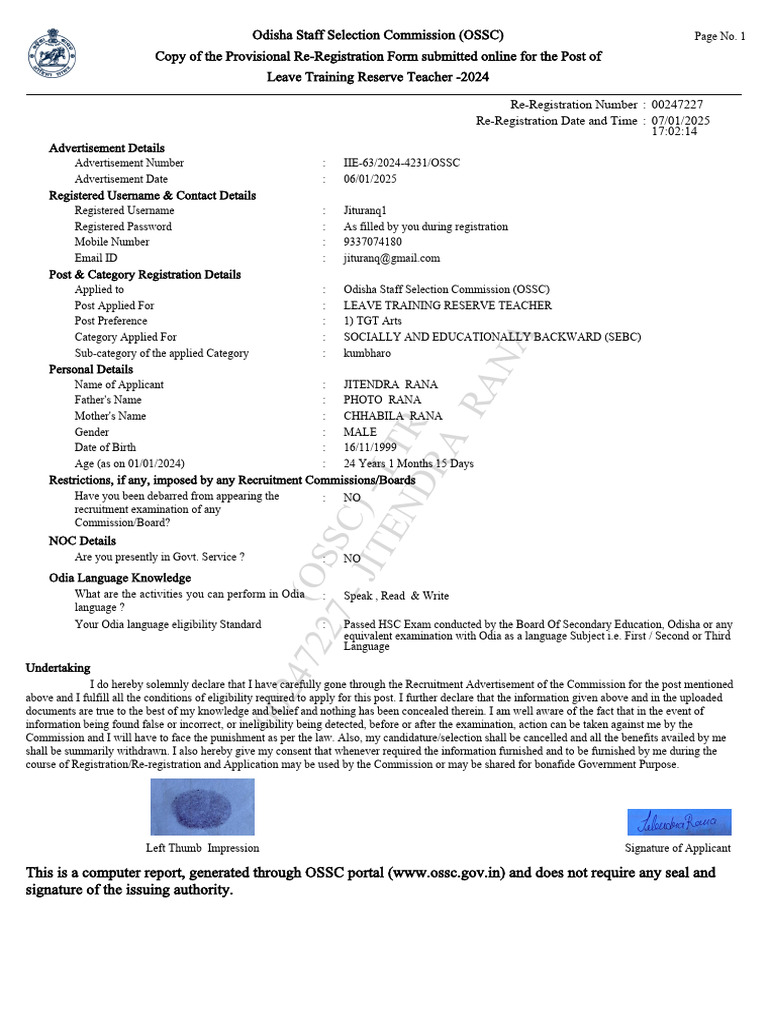 Registration Report | PDF