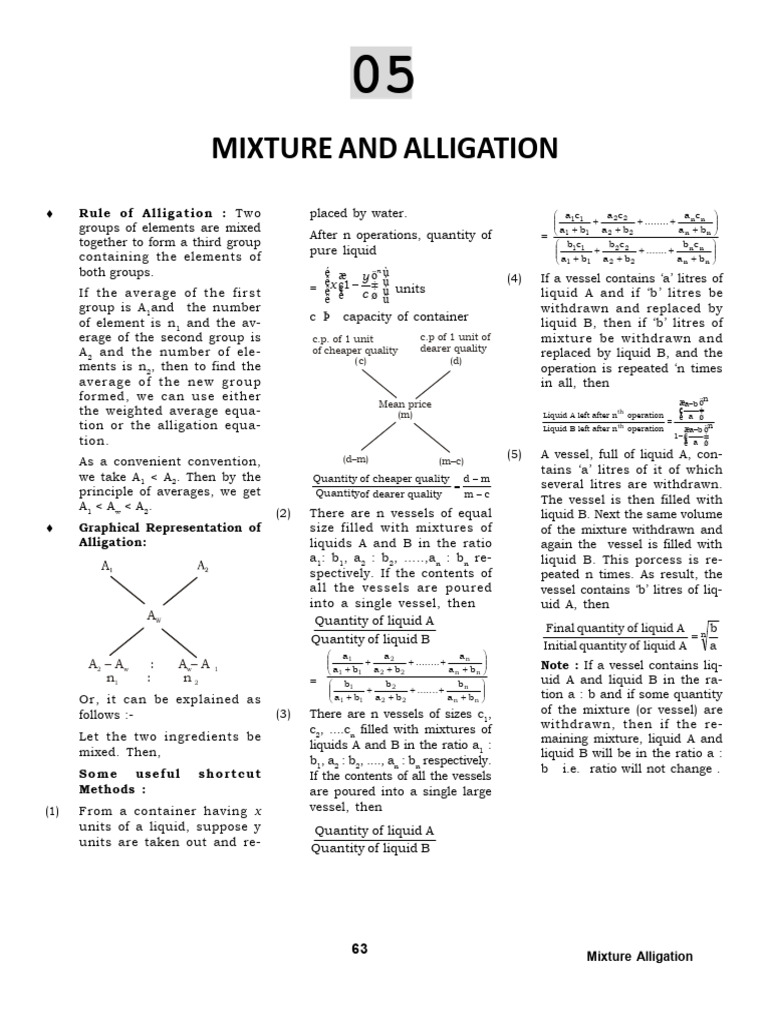 Mixture Alligation Techniques Explained | PDF