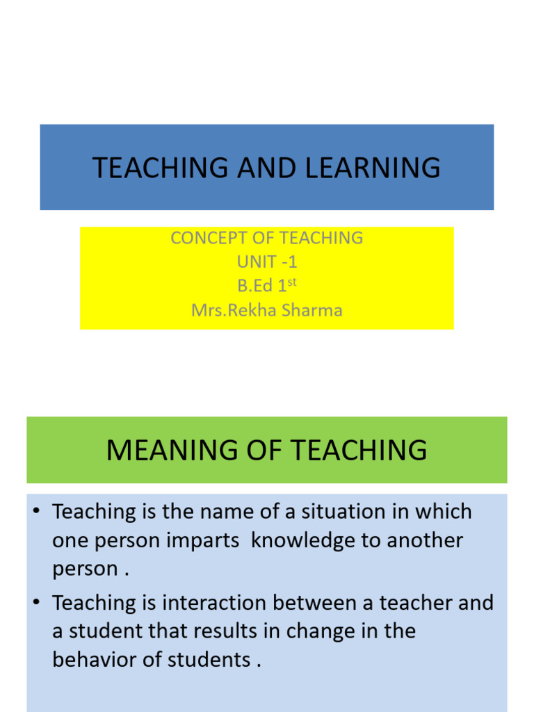 Learning And Teaching Unit 1 Pdf Teachers Learning