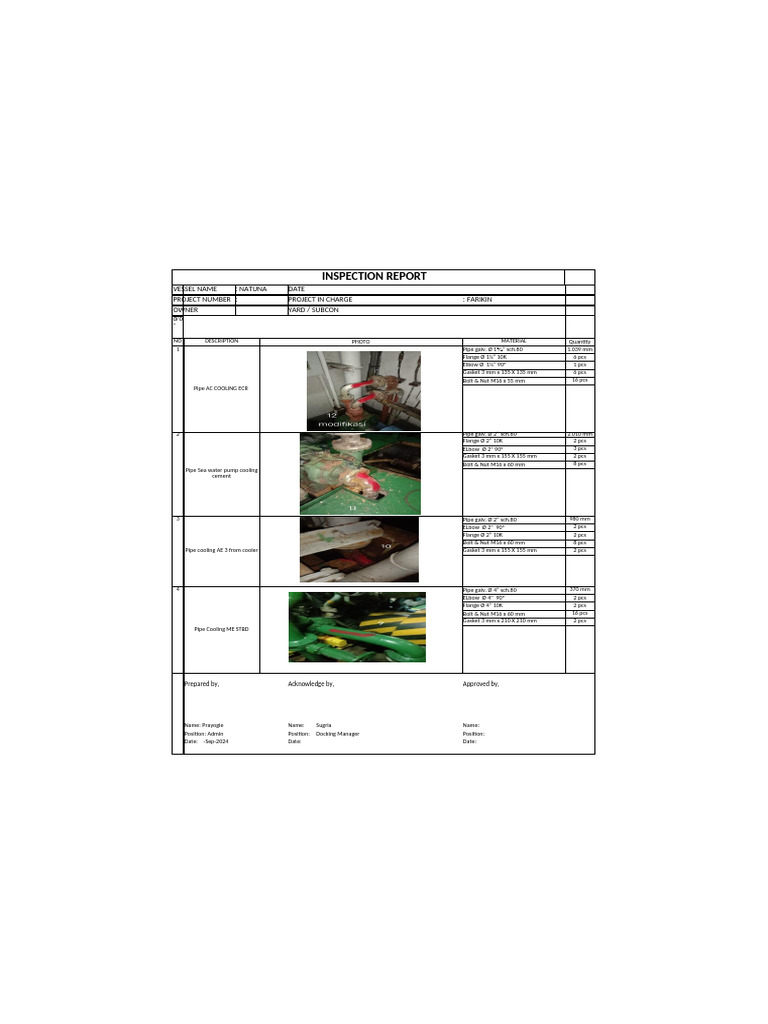 Inspection Report Natuna 2 | PDF | Pipe (Fluid Conveyance) | Hydraulics