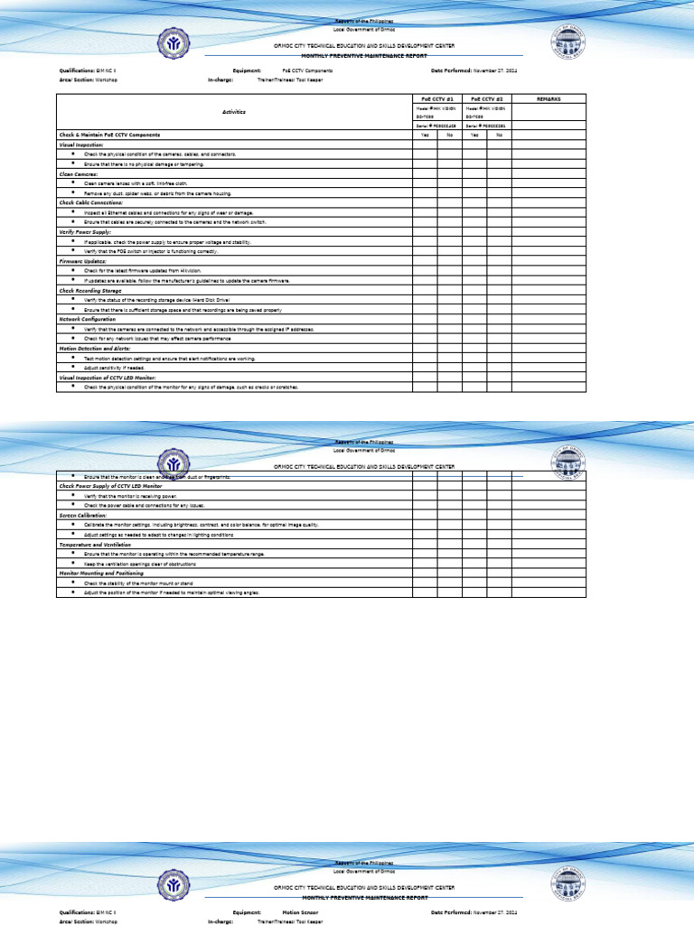 Revised Preventive Maintenance Report | PDF | Computer Monitor ...