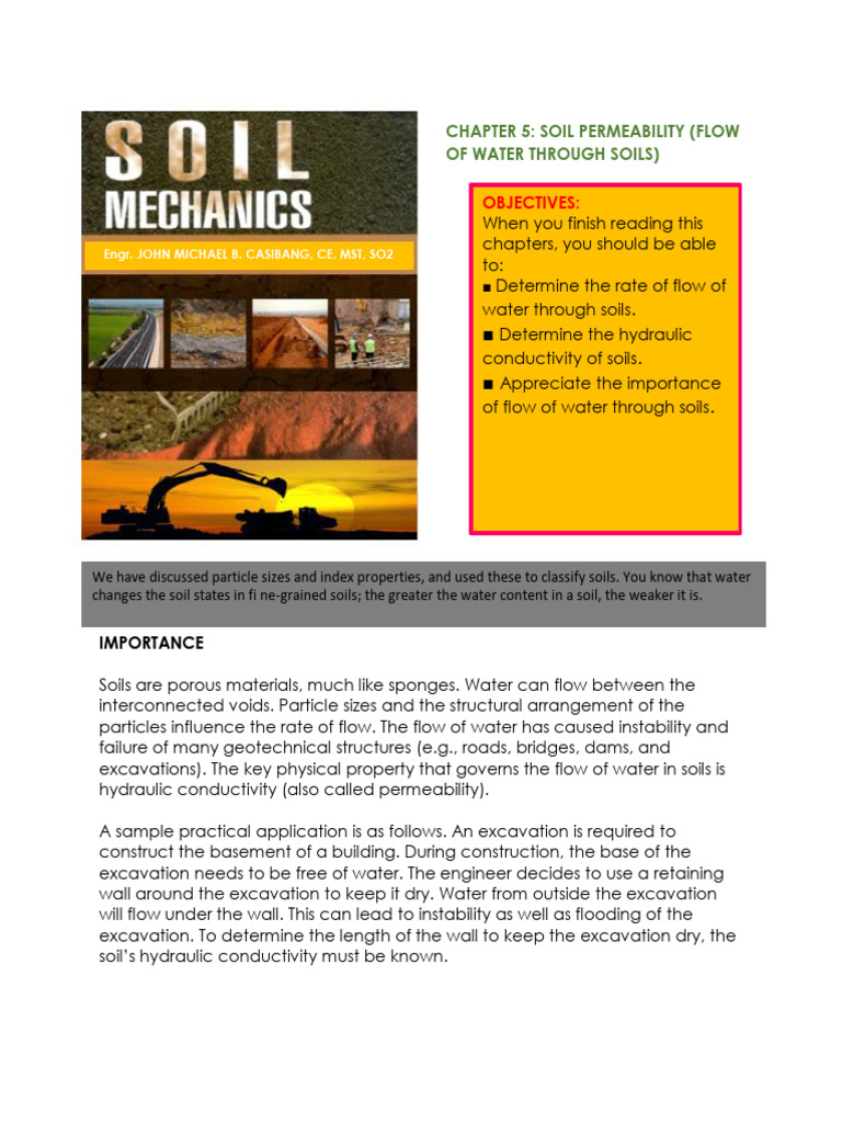 CHAPTER 5 SOIL PERMEABILITY - Docx 1 | PDF | Soil Mechanics | Porosity