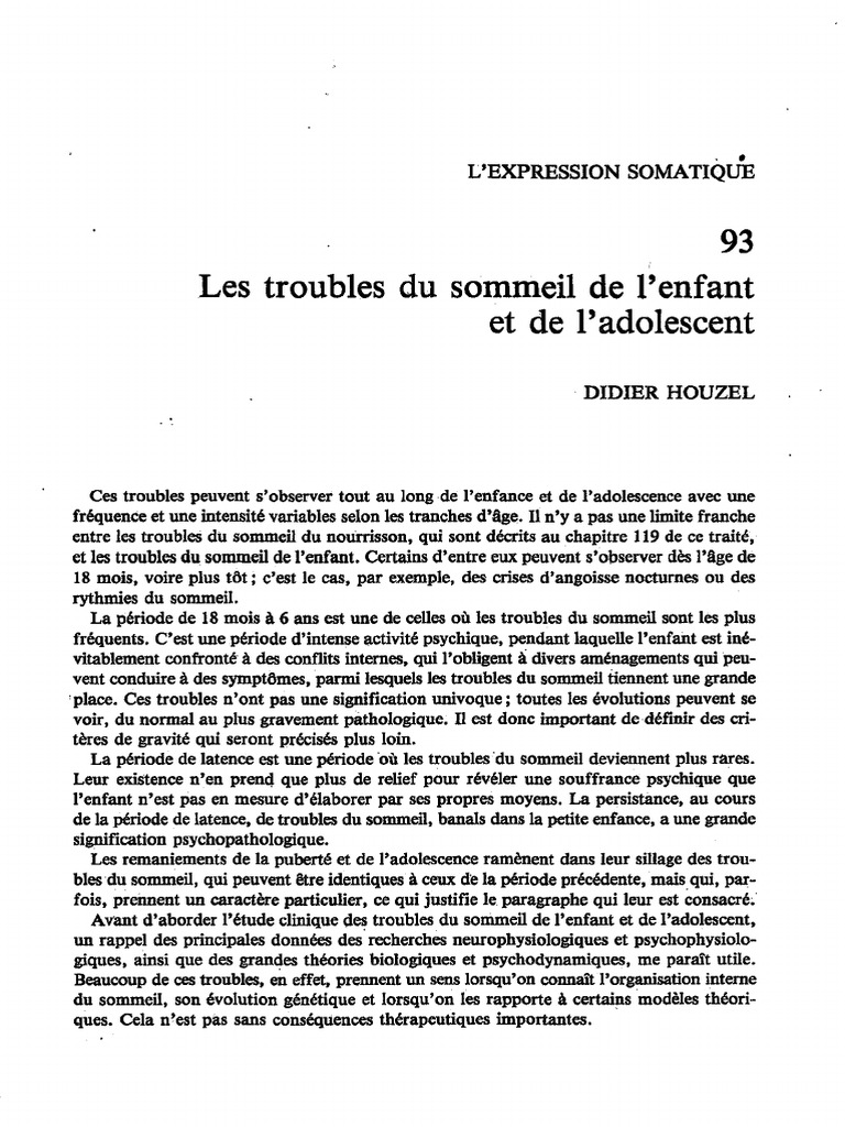Troubles du sommeil chez l'enfant | PDF | Sommeil | Rêve