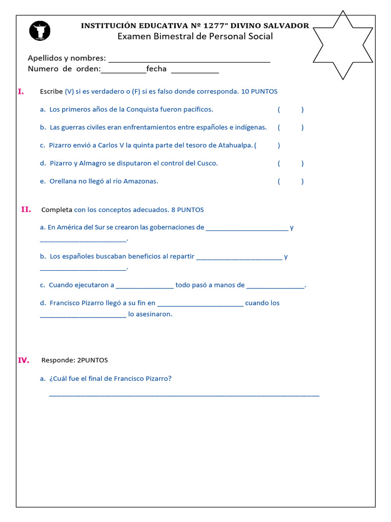 Examen Bimestral de Personal Social | PDF