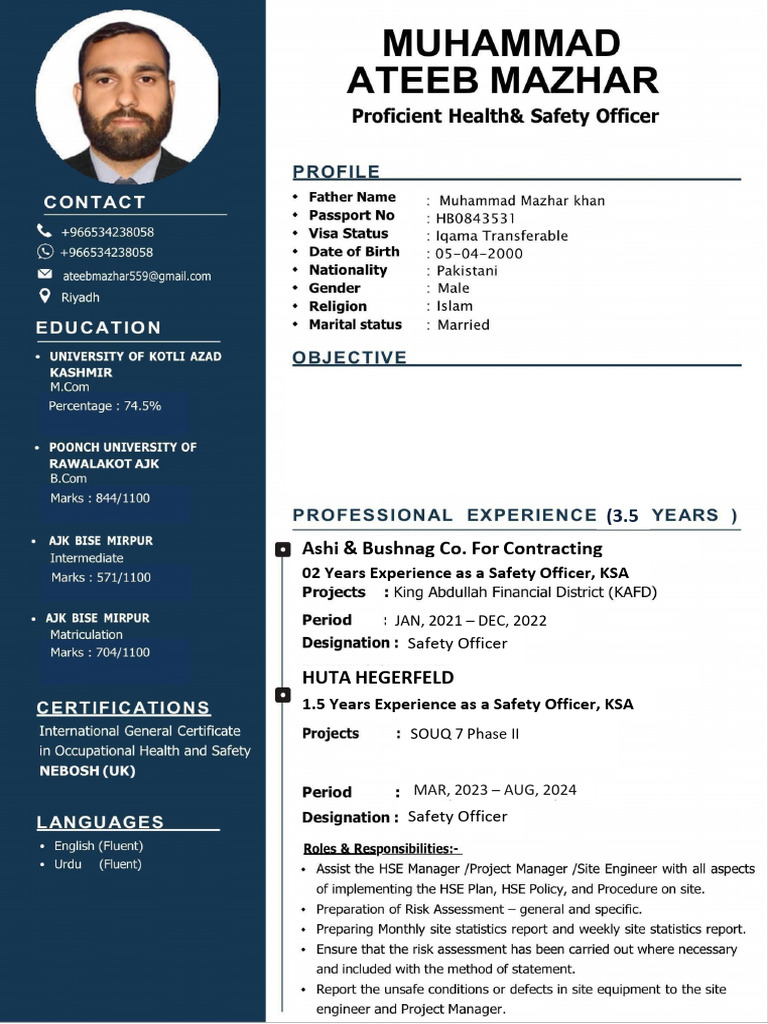HSE Officer Experience Overview | PDF
