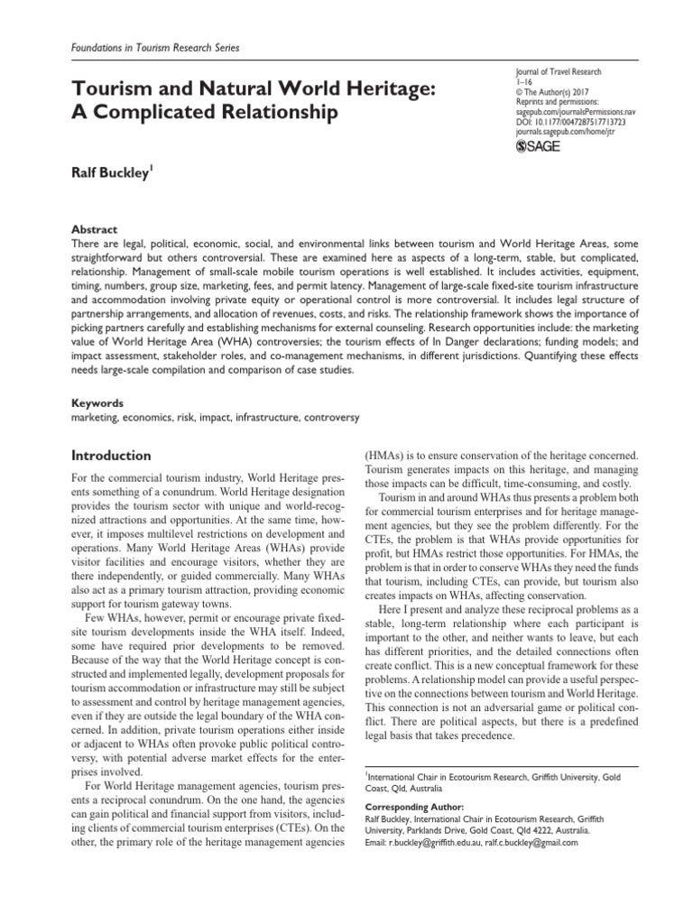 Tourism and Natural World Heritage - A Complicated Relationship | PDF ...
